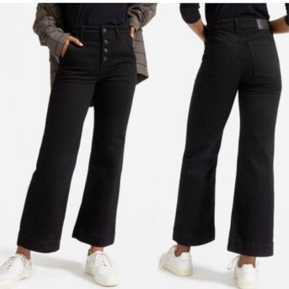 Everlane Black Wide-Leg Button-fly Jeans